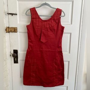 Skunkfunk Red Mini Dress with Plaid Detail Size Small